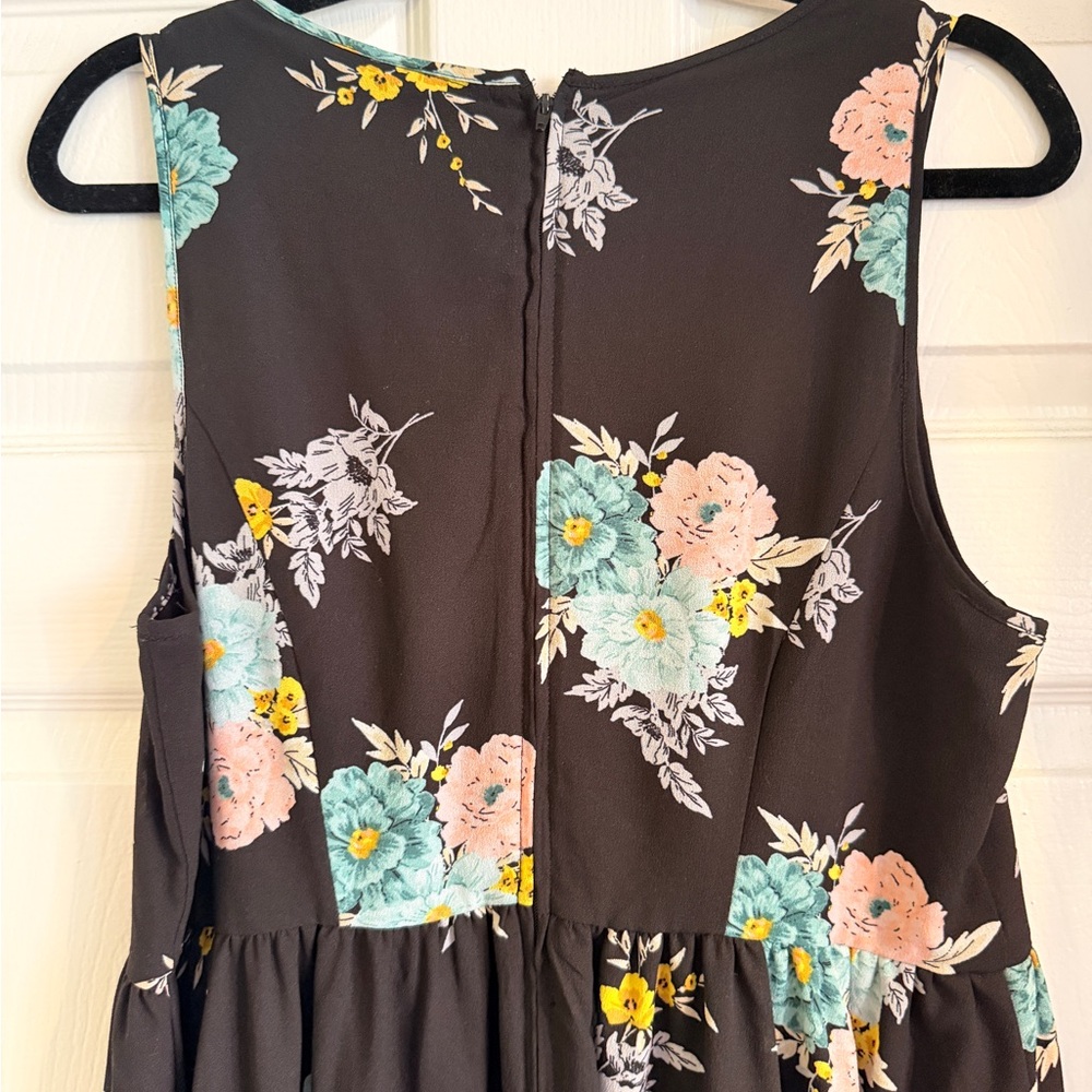 Floral Sleeveless Kids Dress - Black - Picture 4 of 6